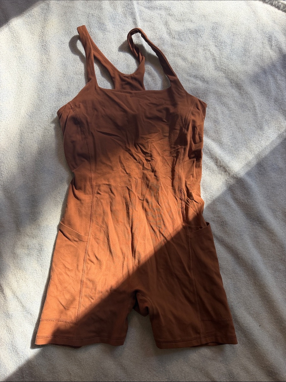 Brown Racerback Stretch Bodysuit